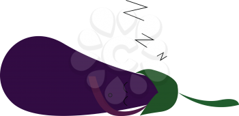 An eggplant sleeping vector color drawing or illustration