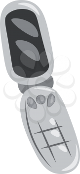 A grey flip phone vector color drawing or illustration