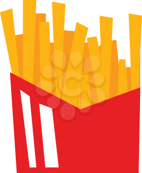 A red box containing golden yellow french fries vector color drawing or illustration