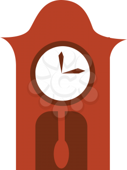 A brown wall clock with a pendulum vector color drawing or illustration