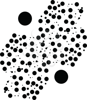 An image of small black circles between two big black circles vector color drawing or illustration 