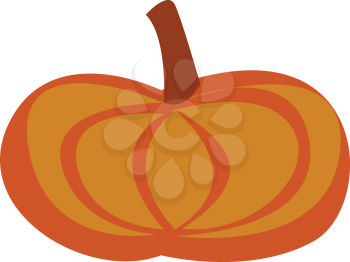 An oval shaped pumpkin vector color drawing or illustration