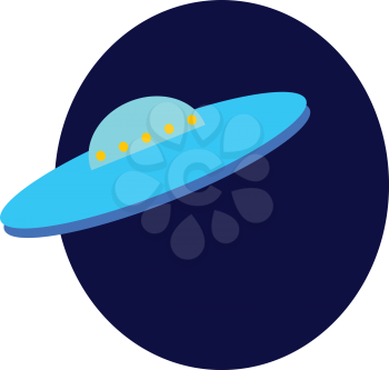 A drawing of a blue UFO travelling during the night vector color drawing or illustration