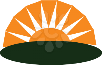 An image of a sun setting vector color drawing or illustration