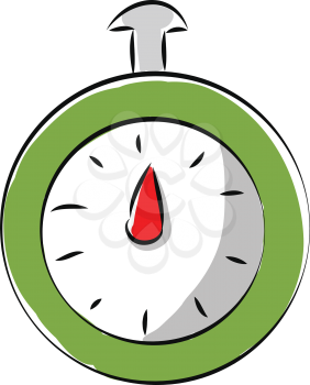 Simple vector illustration of a green stopwatch white background