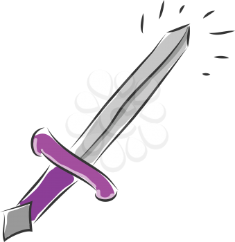 Silver sword with purple handle vector illustration on white background
