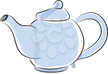 Blue teapot with yellow and orange detailes vector illustration on white background