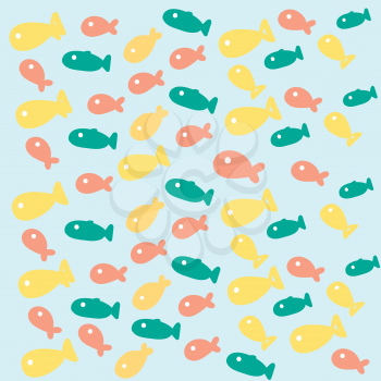 Texture on light blue background with colorful fish vector illustration