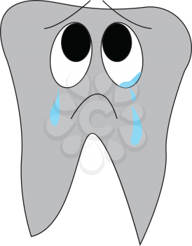 Cartoon of a crying tooth vector illustration on white background