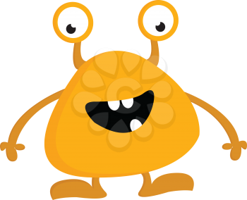 Yellow and orange monster who is very cheerful illustration print vector on white background