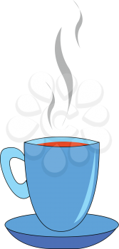 Blue cup full of tea vectro illustration on white background