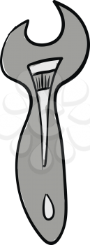 Cartoon grey adjustable wrench vector illustration on white background