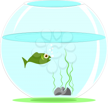 Simple cartoon aquarium fish vector illustration on white background