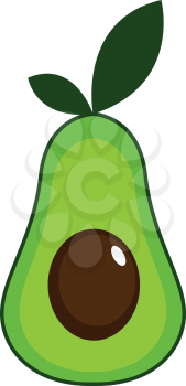 Simple slice of avocado vector illustration on white background