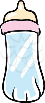 Simple baby bottle with milk vector illustration on white background