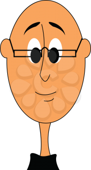 Cartoon bald man with glasses vector illustrations on white background