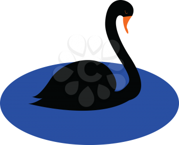 Simple cartoon black swan vector illustration on white background