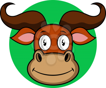 Smiling cartoon buffalo vector illustartion on white background