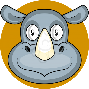 Cute cartoon grey rhino vector illustration on white background