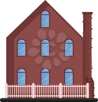 Cartoon red building with blue windows vector illustartion on white background