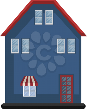 Cartoon blue building vector illustartion on white background