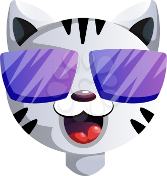 Happy cartoon act with purple sunglasses vector illustartion on white background