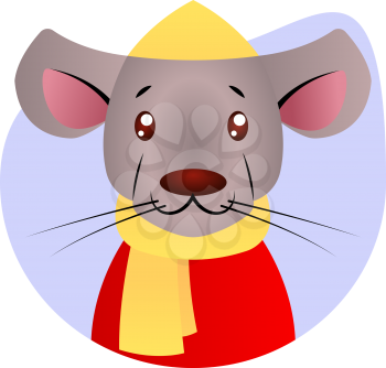 Cartoon mouse in chinese suit vector illustartion on white background