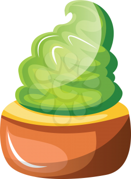 Chocolate cupcake with green whipped cream illustration vector on white background