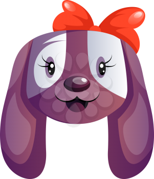 Purple cartoon dog with red tie vector illustartion on white background
