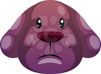 Sad purple cartoon dog vector illustartion on white background