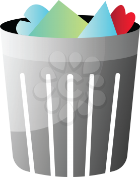 Trashbin with trash inside vector illustration on a white background
