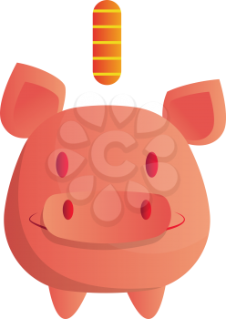 Vector illustration of a smiling piggy bank on white background