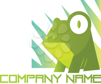 Light green frog with big eyes vector logo illustration on a white background