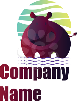 Deep purple hippo vector logo design on a white background