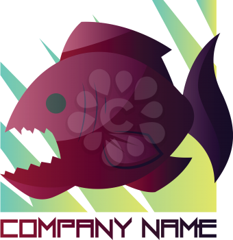 Deep pink and purple piranha vector logo design on a white background