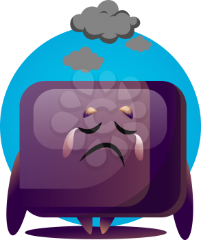 Sad purple cartoon monstre vector illustartion on white background
