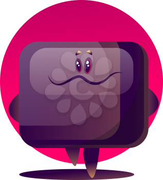 Purple cartoon TV monster vector illustartion on white background