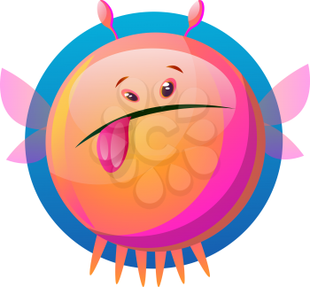 Cartoon pink monster stick out the tongue vector illustartion on white background