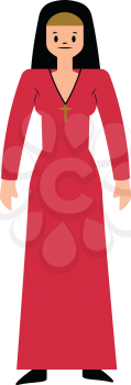 Nun in red dress character vector illustration on a white background