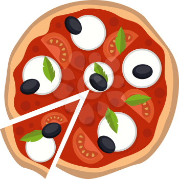 Mozzarella pizza illustration vector on white background