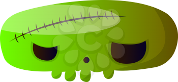 Big scary cartoon green skull vector illustartion on white background