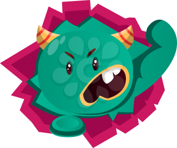 Angry green monster vector illustration
