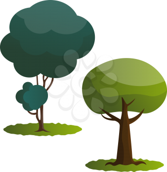 Couple of green trees vector illustration on white background
