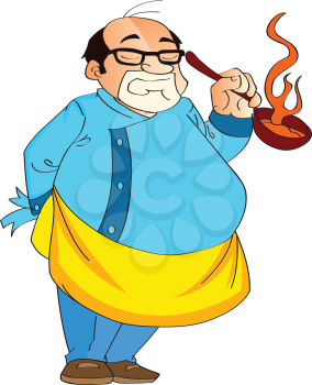 Male Cook Holding a Hot Pan, vector illustration