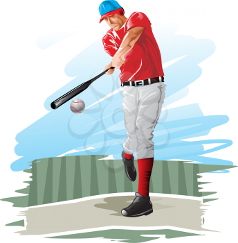 Baseball player, batter, vector illustration