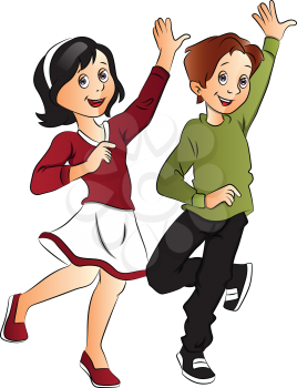 Vector illustration of young couple dancing.