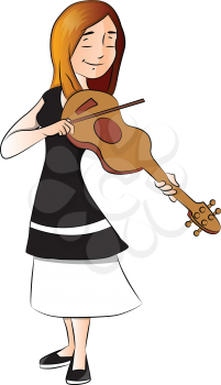 Vector illustration of young woman playing violin.