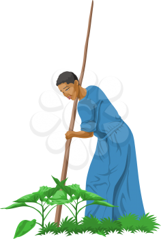 Vector illustration of farmer working on agricultural field.