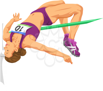 Vector illustration of woman doing high jump.