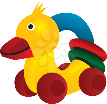 Rubber duck with wheels and colored circle